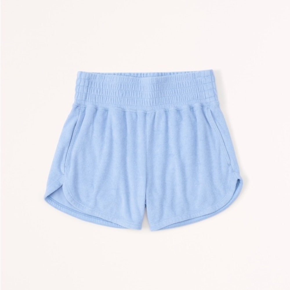 Abercrombie & Fitch Women’s Blue Towel Terry Dolphin-Hem Shorts Size Large